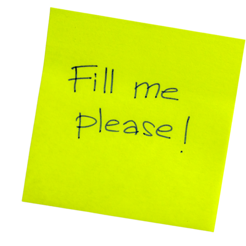 post it note that says fill me please